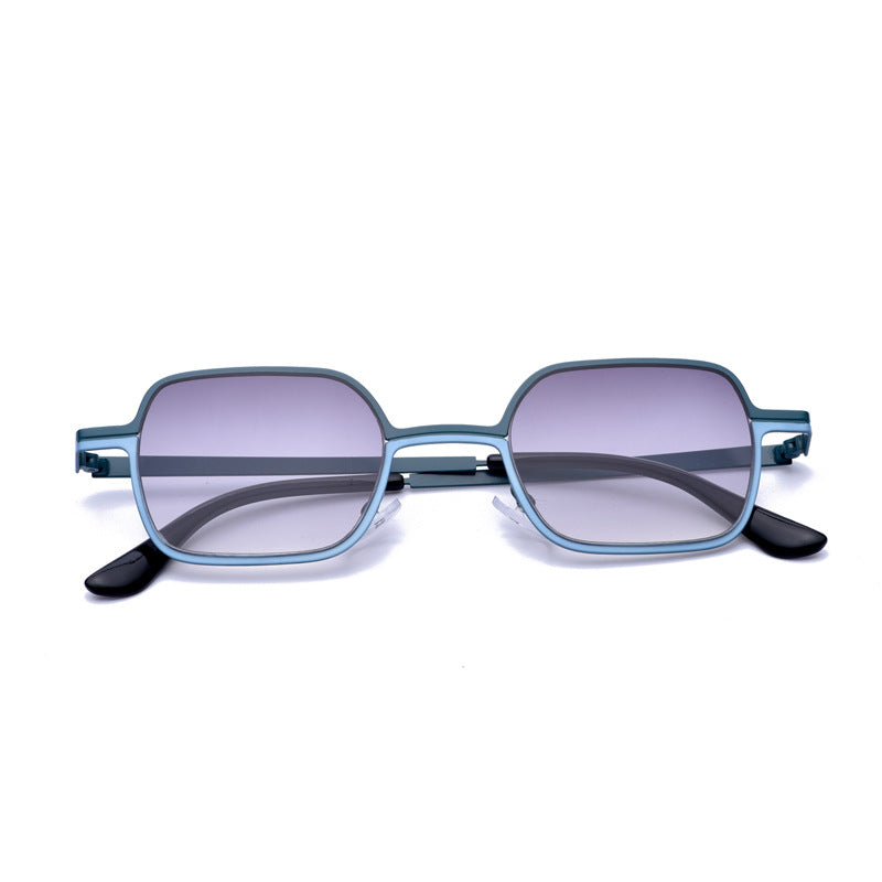 Wholesale Small Frame Stainless Steel Two-color PC Sunglasses
